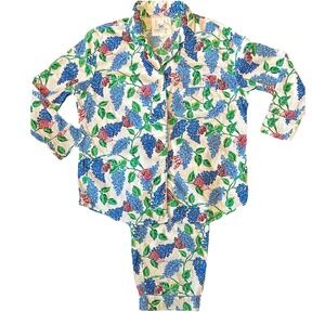 Print Fresh Pajamas Hydrangea Snails Butterfly 2 Piece Womens L Pants | Shirt